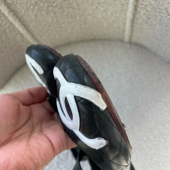 Authentic CHANEL Cambon Maryjane Ballerina Flats Black and White Shoes 36 - Picture 6 of 8